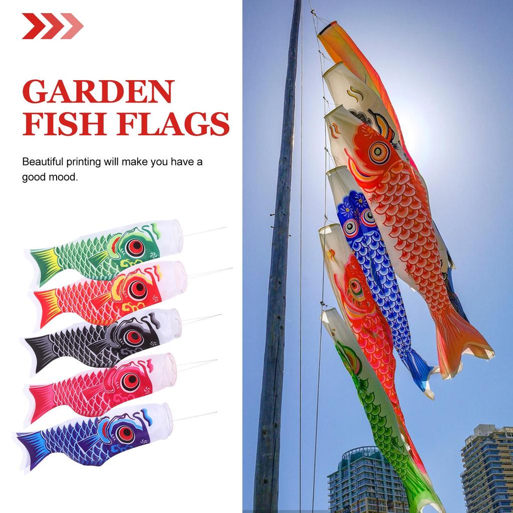 5pcs Carp Shape Flags Japanese Style Carp Shape Flags Koinobori Fish Flag Hanging Fish Flag Kite Home Restaurant Festival Decor