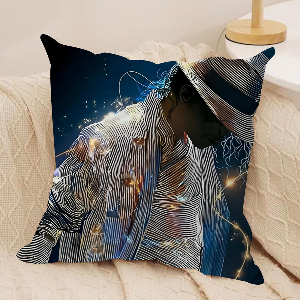 Singer Mmichael Jackson Cushion Cover Silky Short Plush Sofa Pillow Cover Hidden Zipper Soft Dustproof Case for Home Decor
