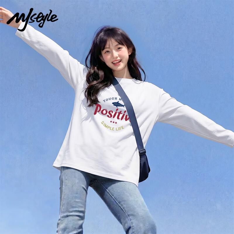 MJ STYLE Women's Cotton Graphic Long Sleeve T-Shirt