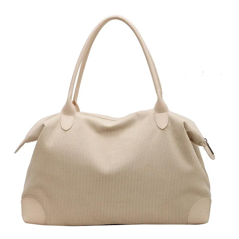 Casual Solid Color Travel Tote Soft Zipper  High Quality Bags for Women Large Capacity
