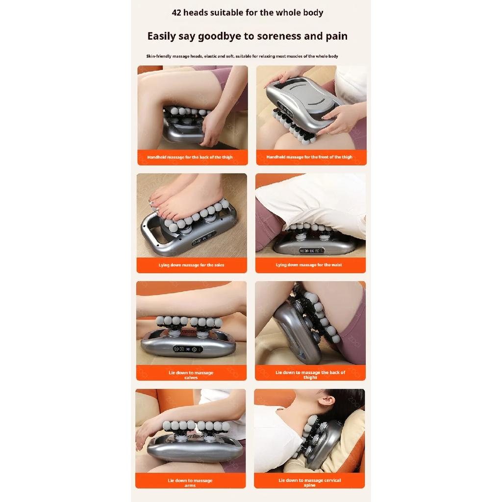 42 Head Massage Gun Professional Muscle Fascia Gun Powerful Vibration Deep Tissue Massager for Shoulder Waist Back Leg Body
