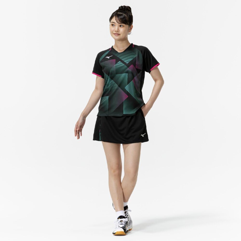 Table Tennis Size 82JBC200 Skirt, Moisture-Wicking, Quick-Drying, Women's, Black, L,