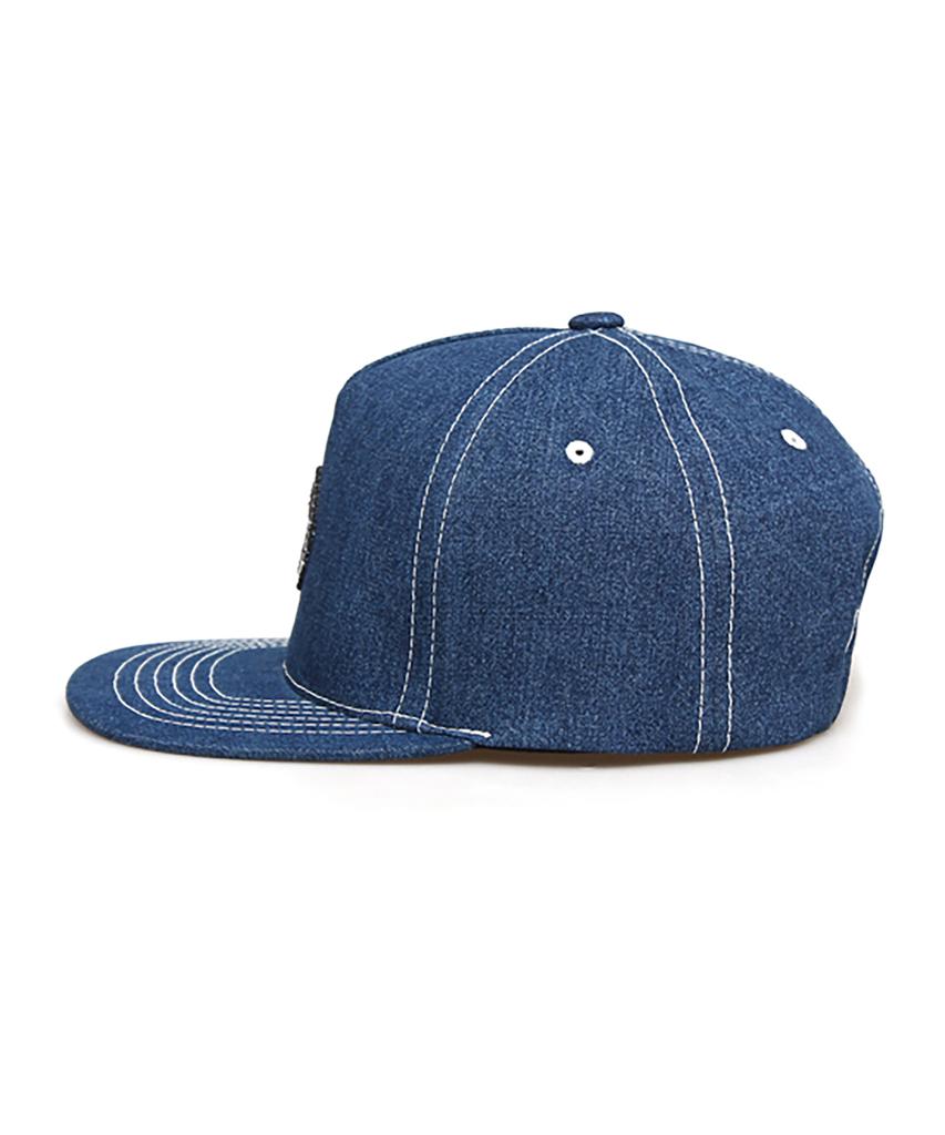 Eondeokeonteulol All Seasons Denim Stitch Hardtop Flat Brim Snapback Cap Circle Udc / Washed Blue