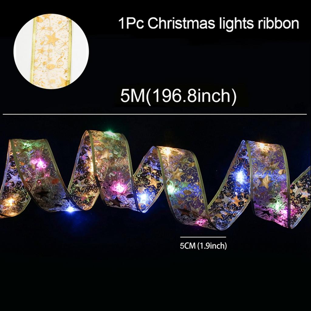 Christmas Ribbon Lights Navidad Natal Noel String Lights Garland Merry Christmas Decorations For Home 2025 Happy New Year 2025