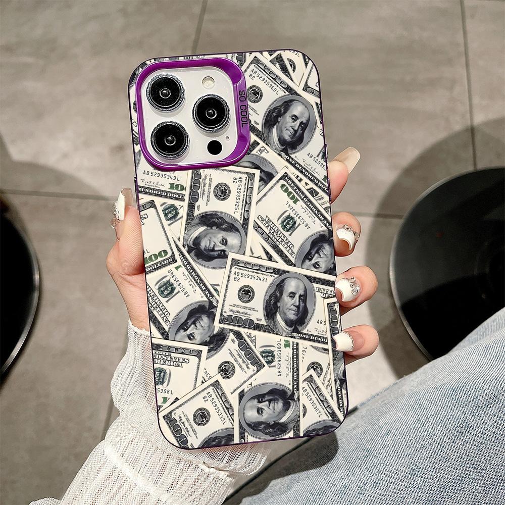 USD Dollar Purple Translucent Mobile Phone Case for iPhone 17 16 15 14 13 12 11 X XR XS Air Pro Max Plus Colorful Cover