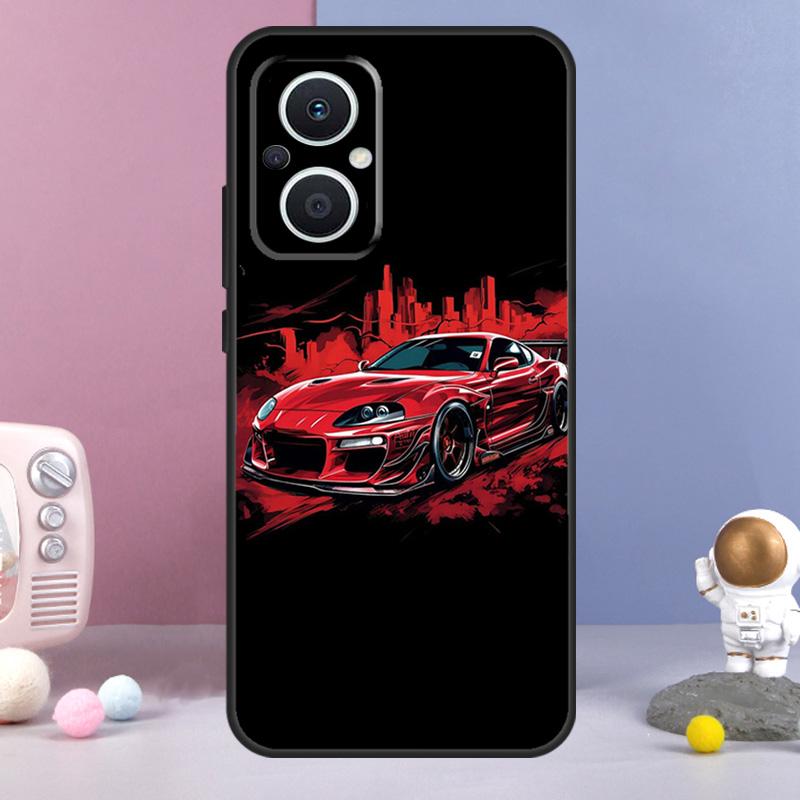 Car Back Cartoon Art JDM Funda For OPPO Reno 11 F 12F 13F 14F 10 12 13 14 Pro 7 8 Lite OPPO Find X9 X6 X5 X8 Pro Case