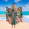 Lightweight Leopard Tropical Chiffon Beach Sarong, Versatile Semi-Sheer Towel Skirt for Women