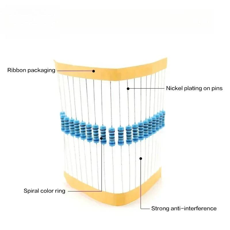 150PCS 300PCS 1/2W 1W 2W Resistance 1% Metal Film Resistor Assorted Pack 30 Values 0.1R~750R 1K~820K Ohm Resistors Assorted Kits
