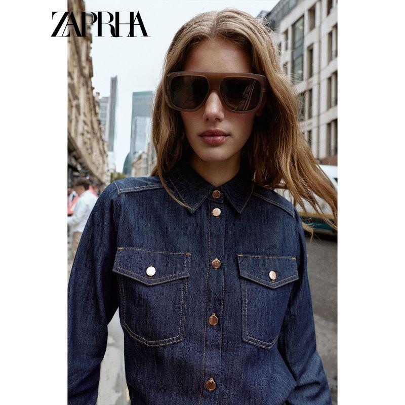 Zaprha 2025 Autumn New Fashion Beautiful Loose Casual Demin Shirt Women Temperament Simple 1416225