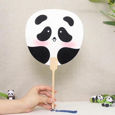 Éventail Rond Panda Peint à la Main Qingxi Yilin (Paquet de 5)