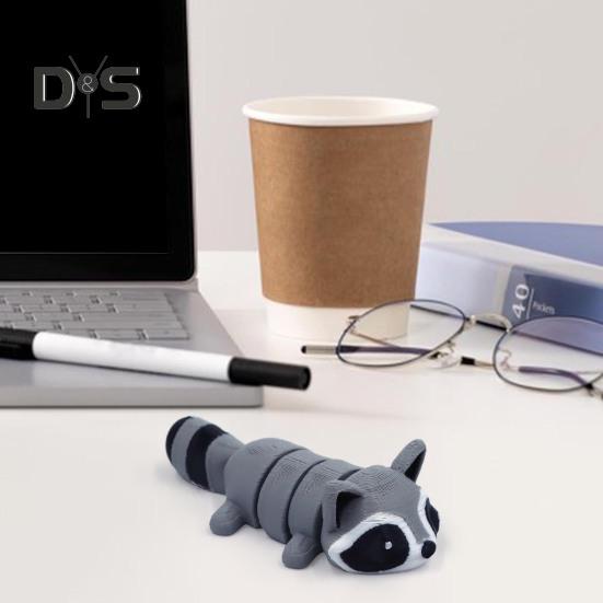 3D-gedrucktes Waschbär-Ornament, flexibles, bewegliches Waschbär-Spielzeug, Mini-Waschbär in der Mülltonne, für Tiersammler, Kindergeschenk