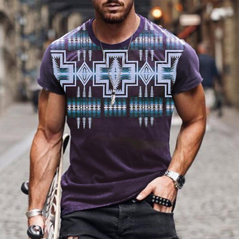 Geometric Ethnic 3D Printed Men's and Women's T-shirts, Short-sleeved T-shirts, Harajuku Fashion Streetwear