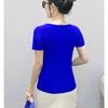 Summer Sexy V-Neck Short Sleeved Women's T-Shirt Fashion Shiny Hot Diamonds Mesh Tees Female All Match Casual Tops Blusas