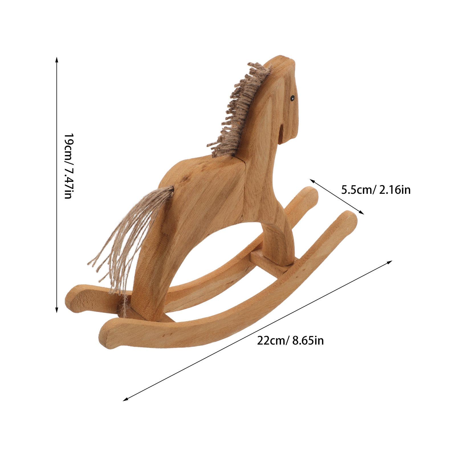 Wooden Rocking Horse 11 Inch Vintage Retro Desktop Ornament Classic Carved Wood Office Decor Xmas Nursery Shelf кофейный