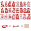 Christmas Decoration  Advent Calendar 24pcs Gift Bags Decoratie DIY Paper Stickers Wooden Ornament Xmas Navidad