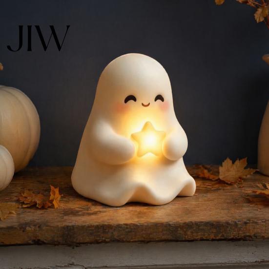 Halloween Party Atmosphere Light Cute Up Ghost Decoration, Small Statue Night Light, Indoor Tabletop Resin Table Decoration for Indoor, Kitchen Tiered