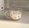 Small Fresh Floral Mouthed Glass Handle Cup