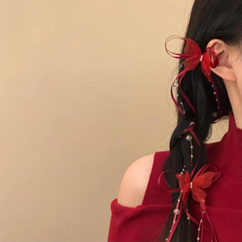 High-Class Rhinestone Bow Tassel Duckbill Hair Clip - Versatile, Fashionable Accessory for Women