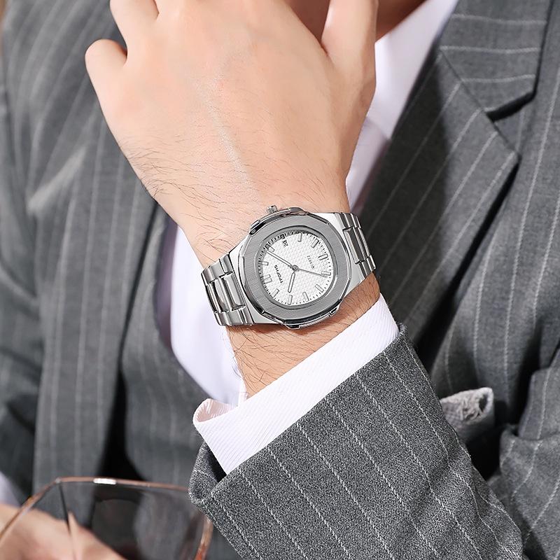 Tpofhs Light Night Waterproof Steel Strap Watch Elegant Quartz Mens Watch
