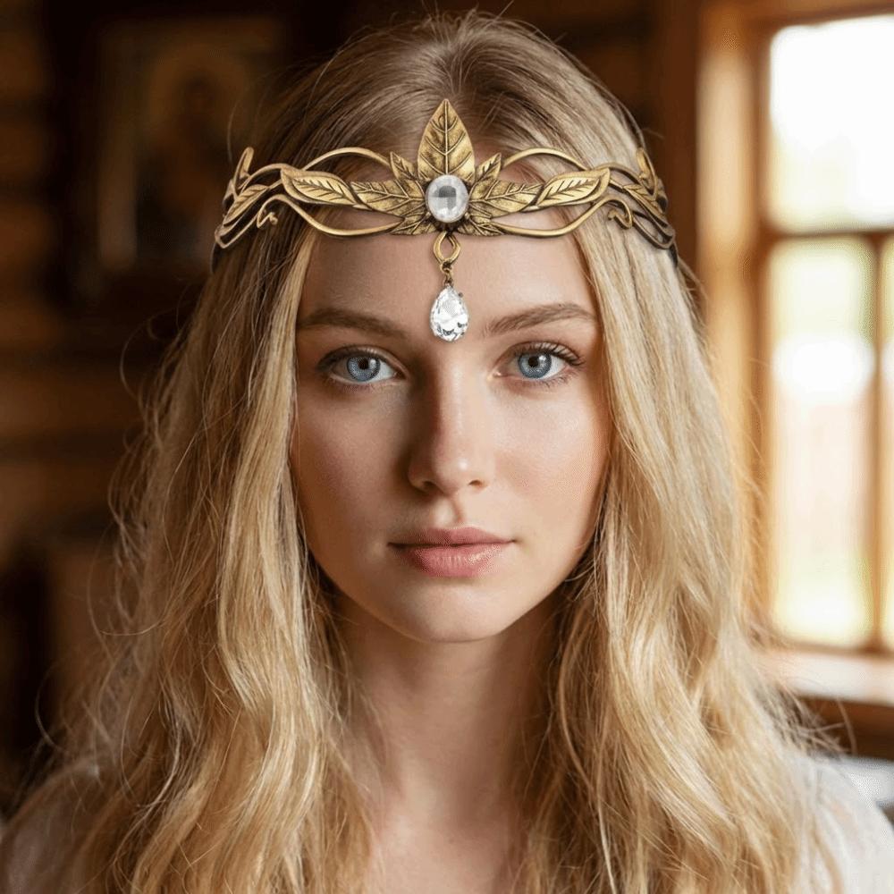 Vintage King Round Elves Crown Baroque Zinc Zinc Alloy Rhinestone Headdress  Bridal Party