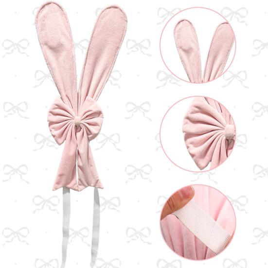 Rabbit Ear Chair Cover Pink Easter Bunny Ear Chair Back Cover Removable Stretch Slipcovers for Spring Birthday Dinning Table Restaurant Party Decor