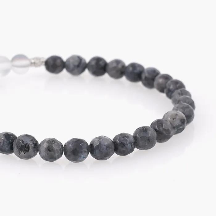 Jinnamok Rondelle Moonstone Point Gray Jade Gemstone Bracelet (C2501AC1253_GR)