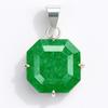 A++ CERTIFIED 43 Ct Natural Green Emerald Sterling Silver Square Cut Pendant AI-115-NS