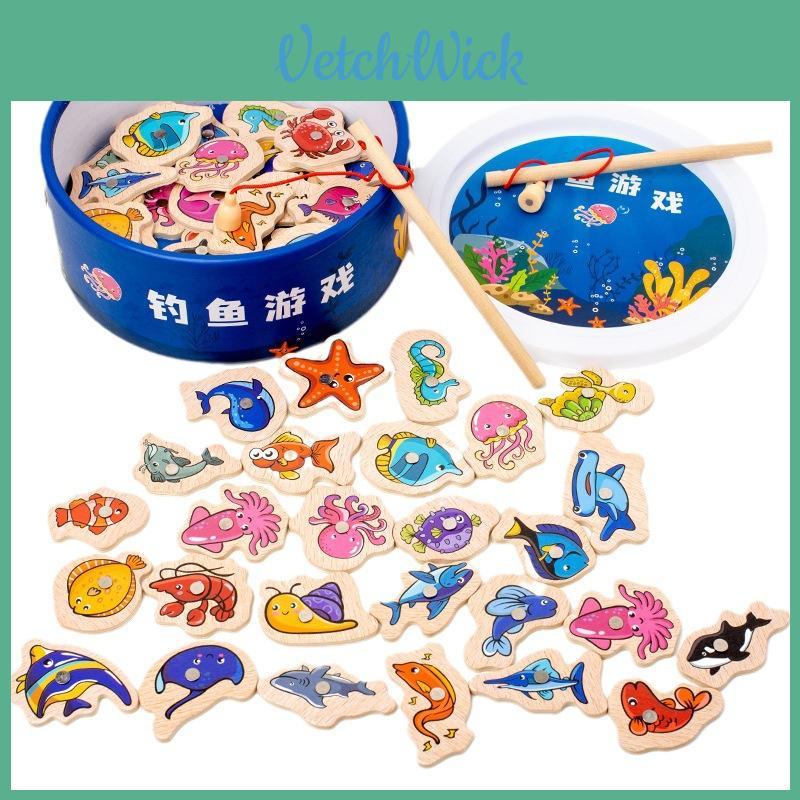 Wholesale Children's Wooden Magnetic Fishing Game Cognitive And Puzzle Toy For Parent-child Interaction