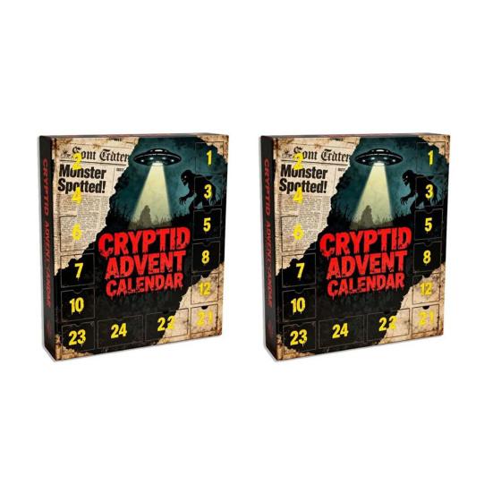 2025 Kryptozoologisk Adventskalender 24 Dager Paranormal Nedtelling Julepynt med 24 Samleobjekt 2D/3D Mytisk Skapning Pyntegjenstander