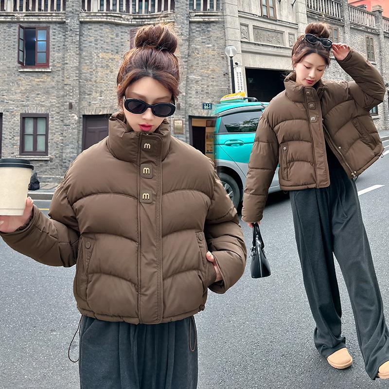 Short cotton-padded clothes winter 2025 new loose stand-up collar thickened bread small fashion jacket women's cotton-padded jacket women's clothing