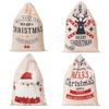 Canvas Christmas Bag, Santa Backpack Printed Closed Gift Bag, Christmas Backpack