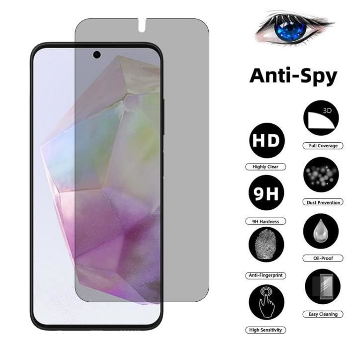 Film de protection - Samsung - Galaxy A35 5G - Verre trempé - Anti-espion - 4 pièces