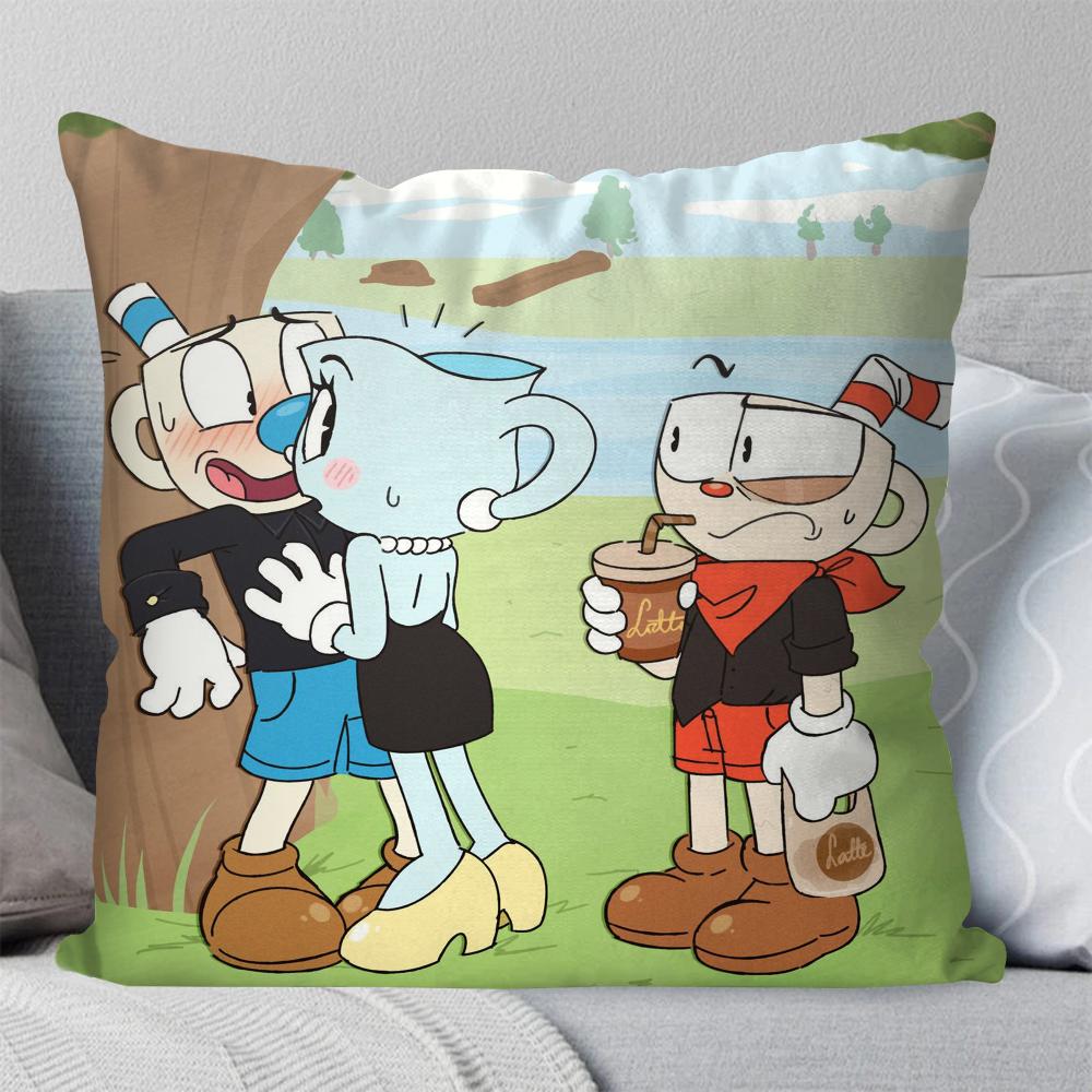 C-Cuperhead Animated Adventure Game Pillow Case Square Pillow Bedroom Sofa Leisure Comfort Car Living Room Home Decoration 40X40