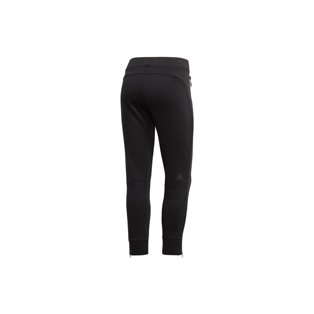 Adidas Solid Color Side Zipper Cropped Sports Pants Women Bottoms Black DM4459
