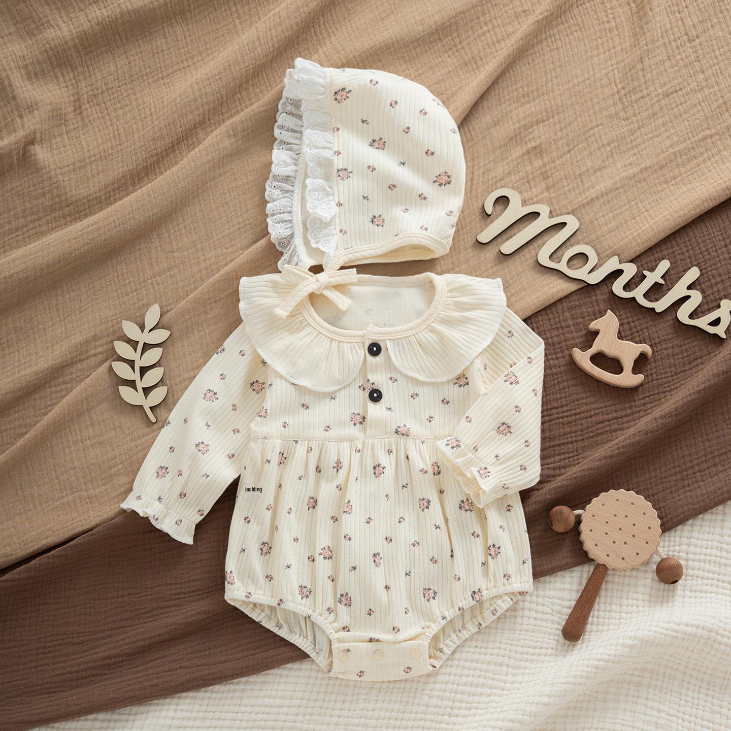 

Корейський стиль Весна & Осінь Дитячий ромпер з квітковим принтом для дівчинки 66 cm