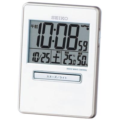 Réveil radio de voyage, calendrier numérique, affichage de la température et de l'humidité, blanc nacré, SQ699W, SEIKO