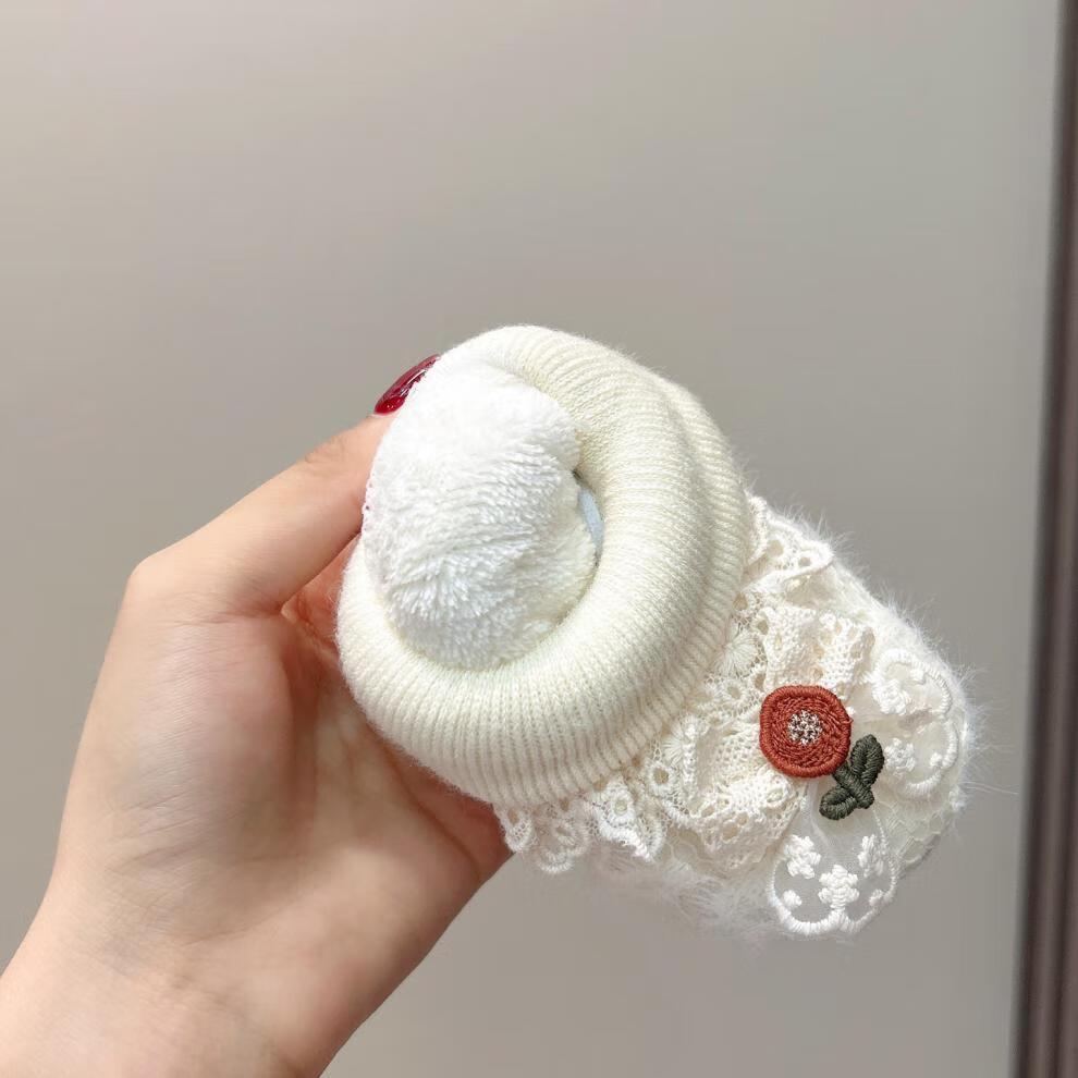 Newborn Baby Girl Soft Sole Shoe-Sock Combo (0-1 Year) - Non-Slip, Thickened, Fleece-Lined Foot Protection.