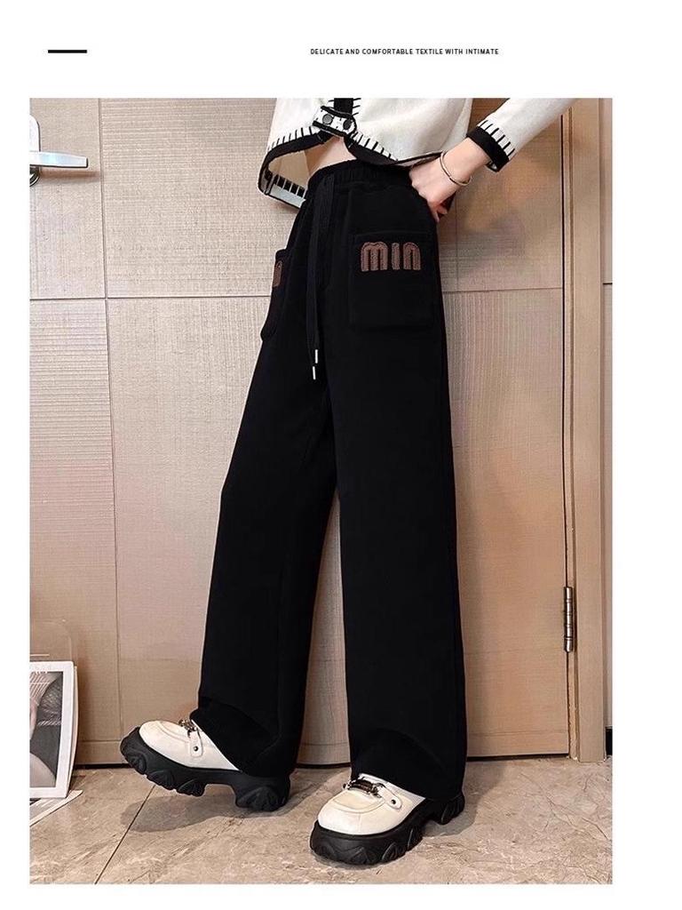 Girls' Fleece-Lined Wide-Leg Pants: 2025 Autumn/Winter Casual Straight-Leg for Kids
