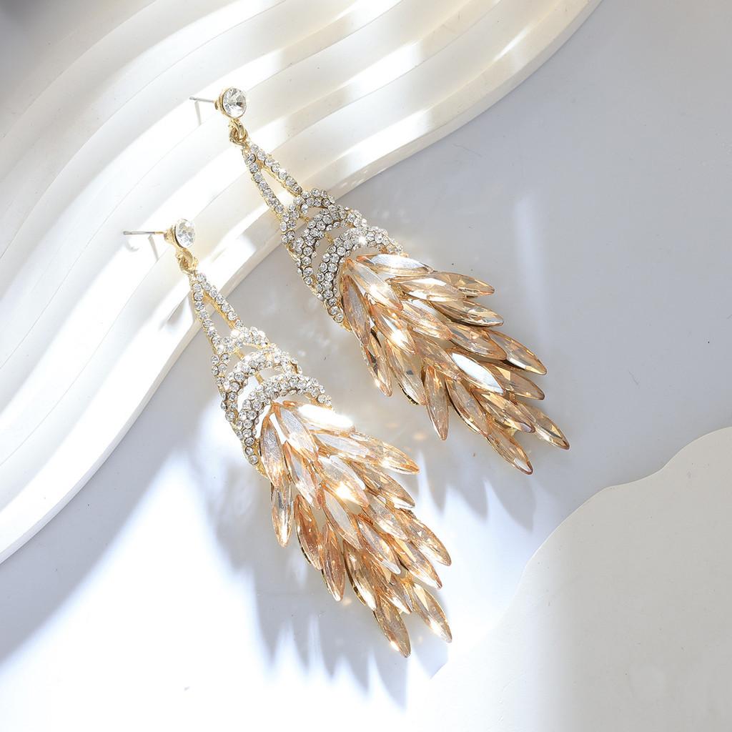 Elegant Alloy Long Tassel Earrings For Women With Geometric Design And Luxury Style For Fashion Accessories
