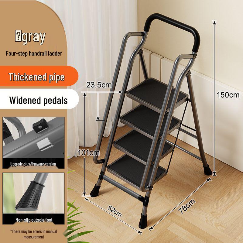 Folding Handrail Ladder with Extra Wide Pedals for Interior Use
