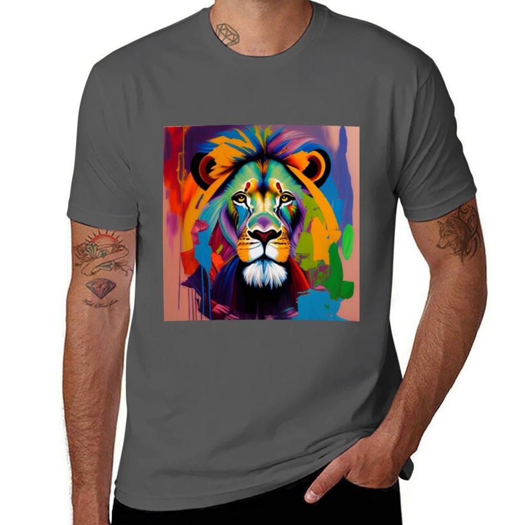 Lions Oil Paint Majestic And Magnificent Face Tshirt Work Outdoor Tshirt For Unisex