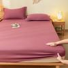 Solid Color Brushed Fitted Bed Sheet Set Soft Comfortable Non Slip Mattress Protector Cover for Single Double Cotton Fitted Sheet Soild Color