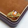 Gemstone Jewelry: 925 Sterling Silver Natural Fanta Stone Rectangular Ring (6x8mm) - Women's Adjustable Open Design