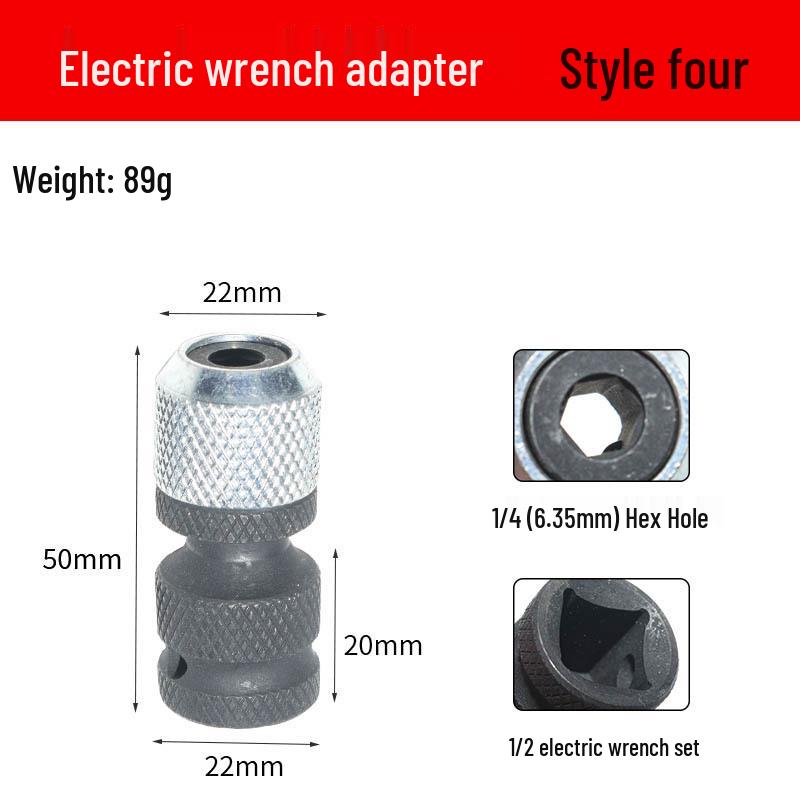 Adaptor cu coadă hexagonală cu eliberare rapidă pentru bormașină electrică, cu arc telescopic, pentru cheie pneumatică de 1/2