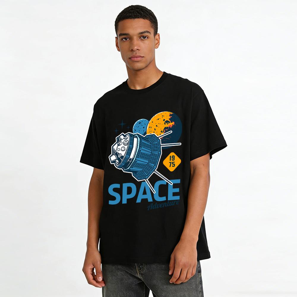 Vintage 1975 Space Adventure Graphic Unisex Casual Tee Pure Cotton T-shirt