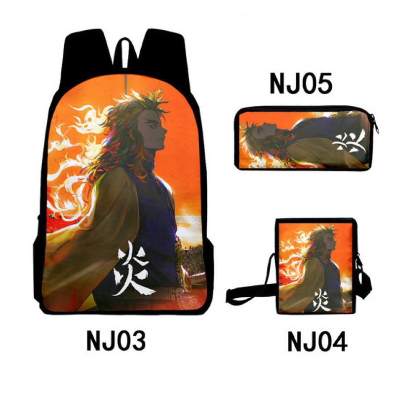 Demon Slayer Kimetsu No Yaiba Backpack Set With Breathable Polyester For School And Travel