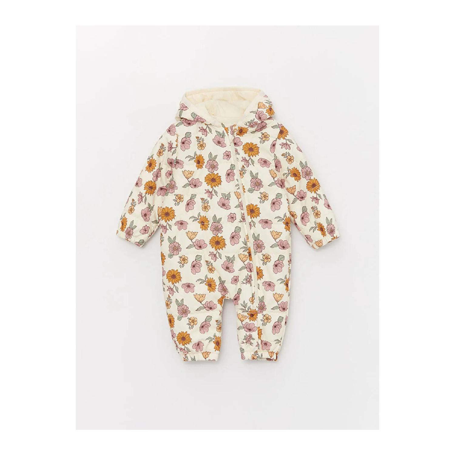 

Lcw Baby Hooded Long Sleeve Printed Baby Girl Astronaut Coat