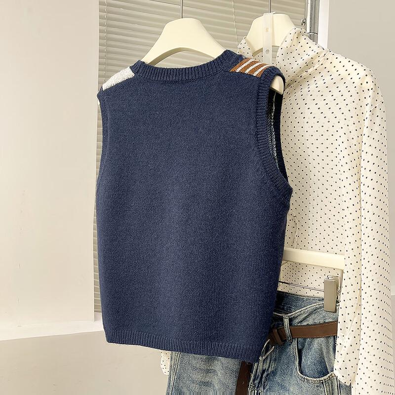 TonLion Women's V-Neck Playful Pattern Cardigan Vest