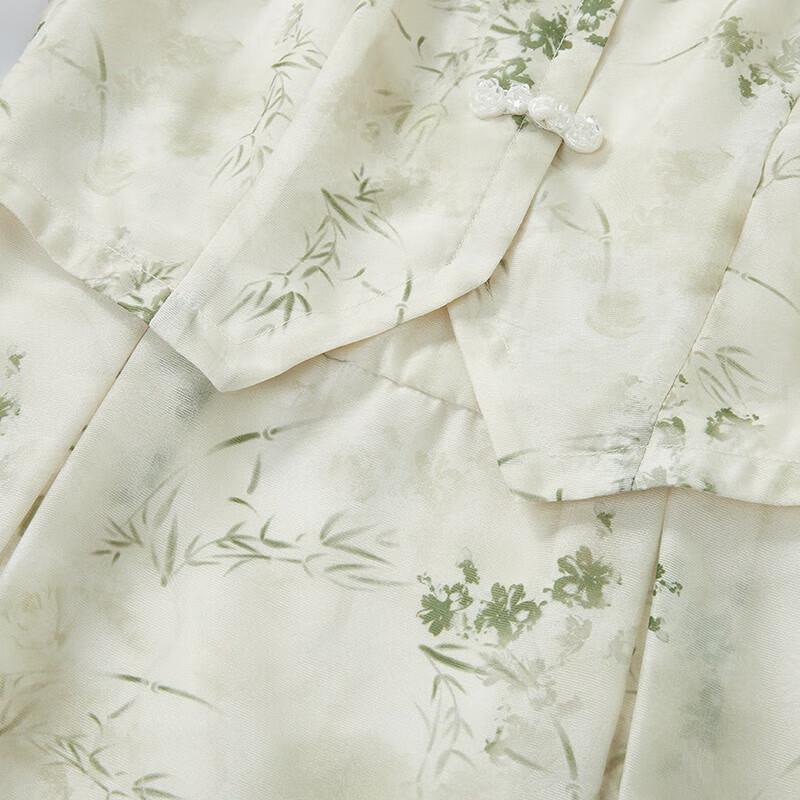 Women's New Chinese Style Floral Puff Sleeve A-Line Dress