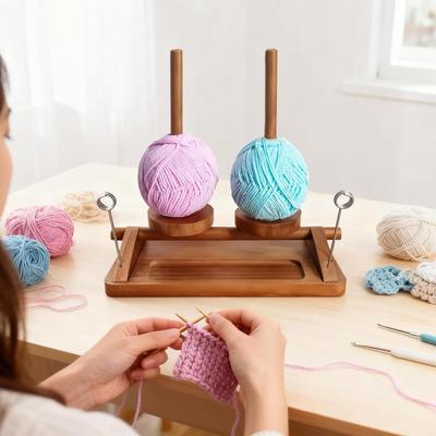 Crochet Yarn Holder Double Spindle Rotating Organizer Yarn Ball Holder For Women Beginner Knitting Lover Crocheter Sewing Craft